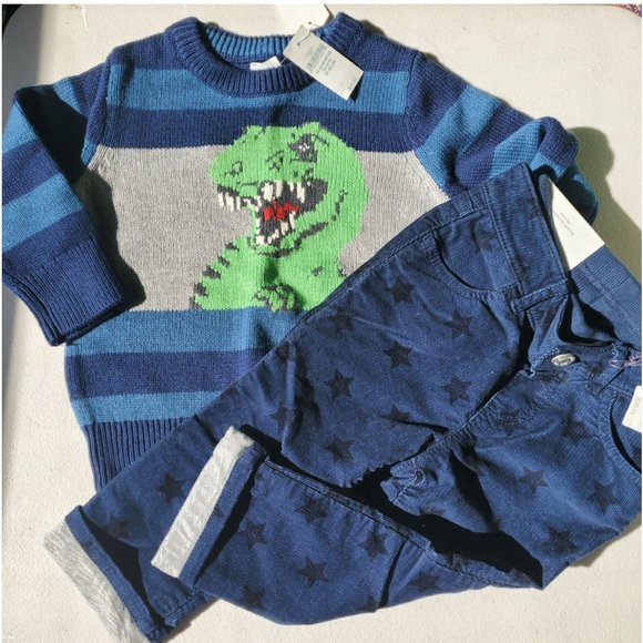 Gap Boys 18-24 Months Dinosaur Corduroys Winter Adorable Sweater